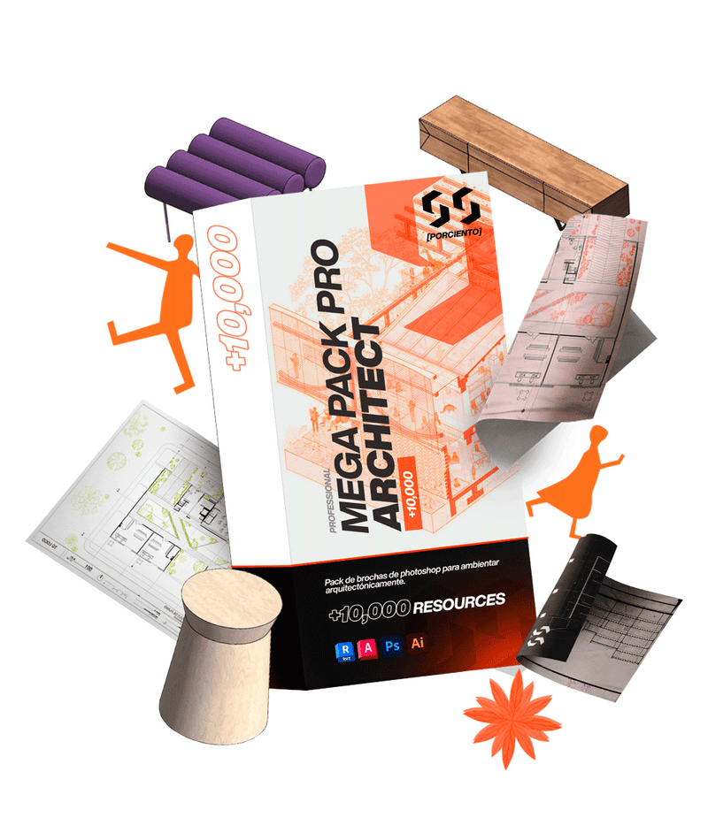 mega architecture resources pack with vectors brushes and assets for professional presentation – pack recursos arquitectura completo