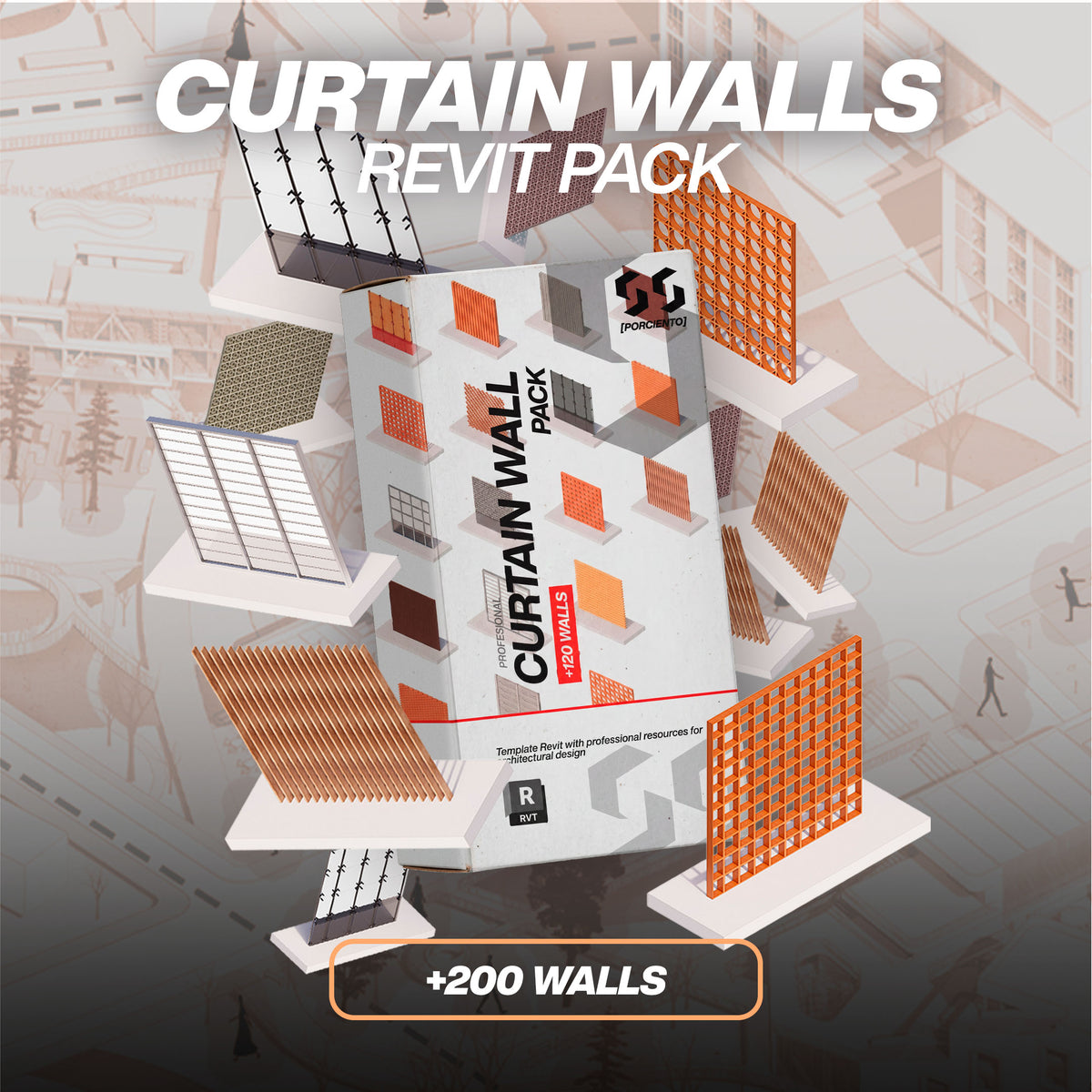 Pack +200 Curtain Walls (Parametric)